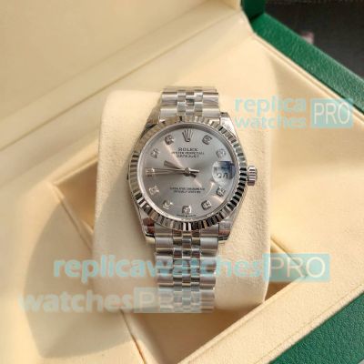 Swiss clone Rolex Datejust 31mm Grey Dial Watch 904L Jubilee Band 